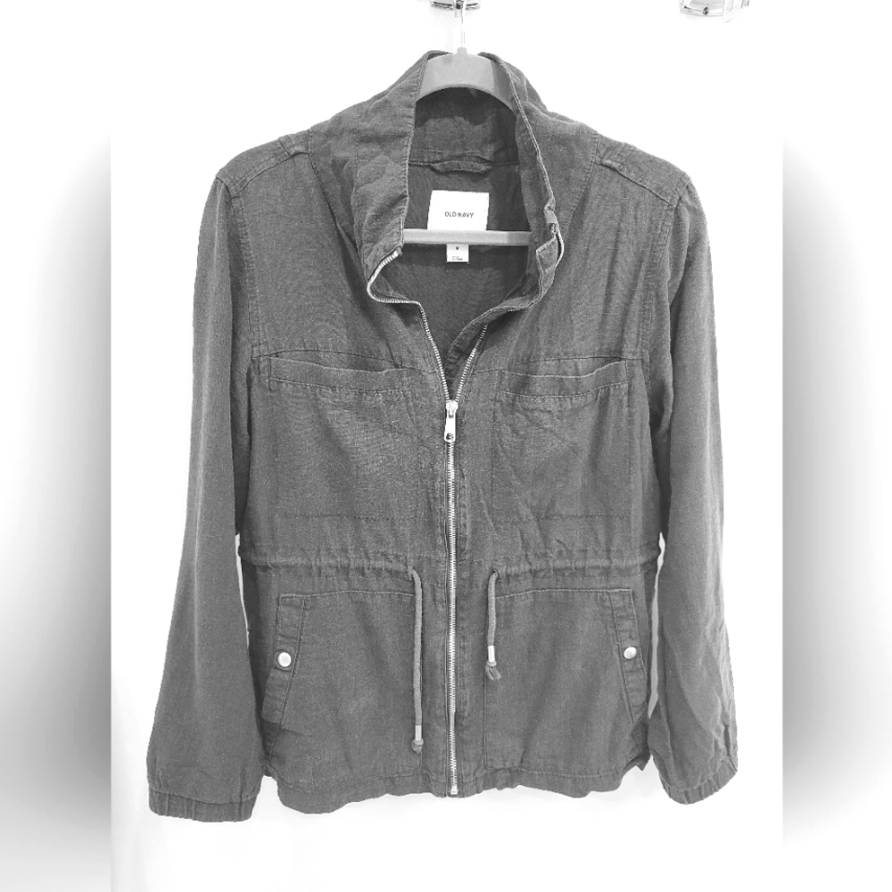 Old Navy Utility Jacket Olive Green Army Green With Cinch Waist